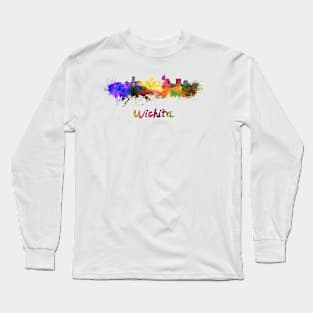 Wichita skyline in watercolor Long Sleeve T-Shirt